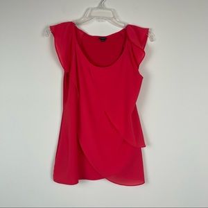 Ann Taylor red flowy cap sleeve top